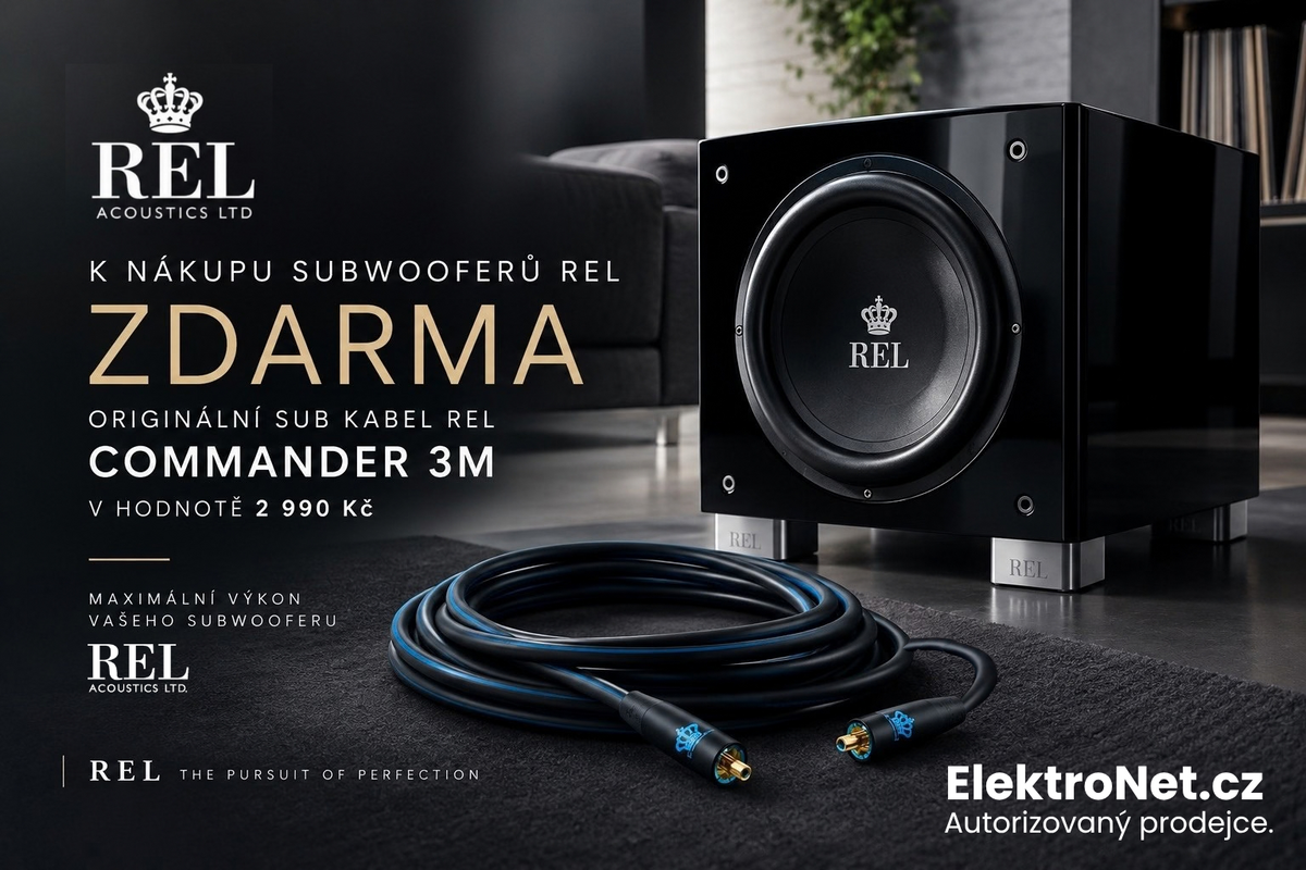 REL SUBWOOFER + REL COMMANDER 3M ZDARMA