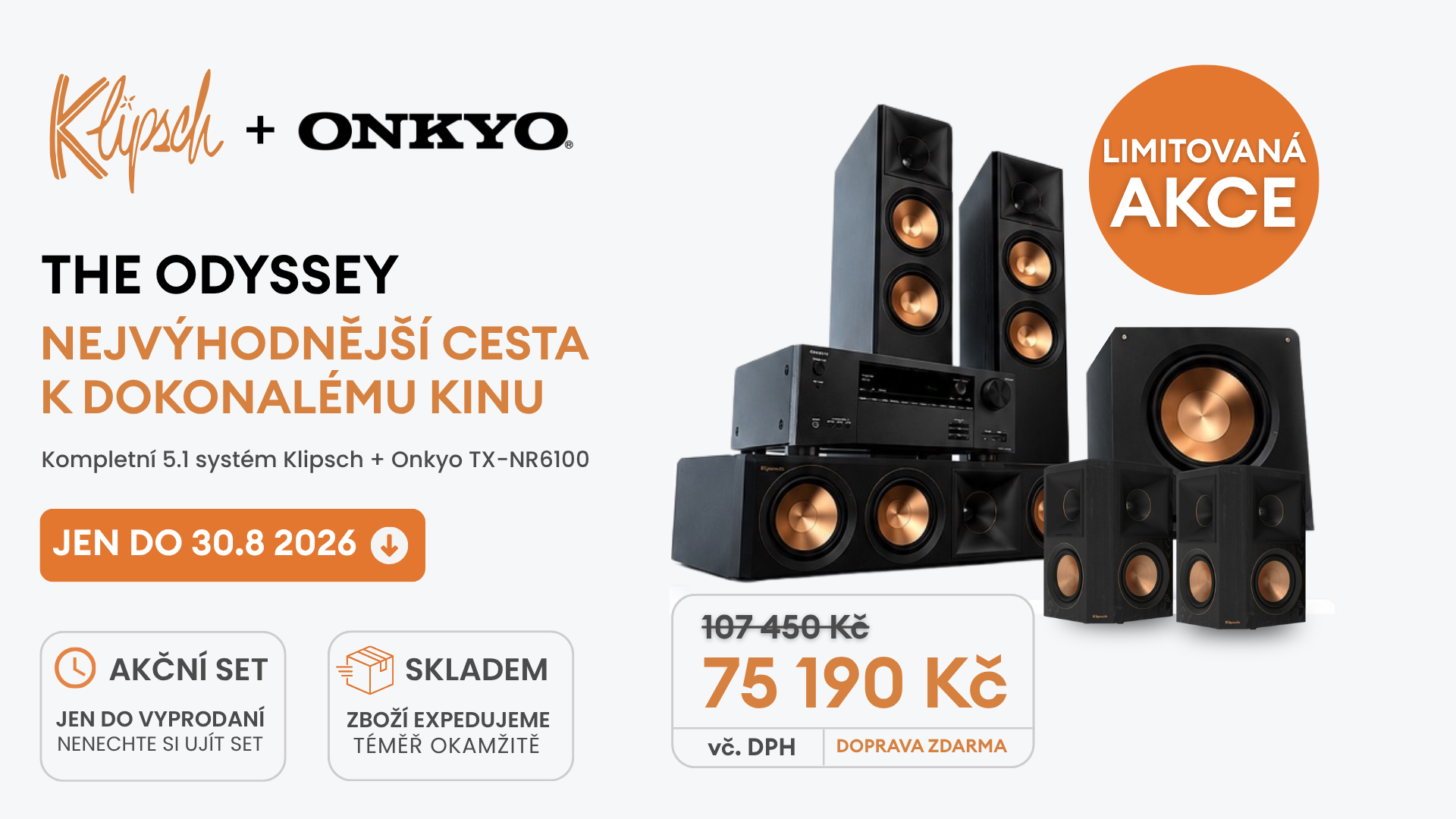 Klipsch Odyssey – Prémiové domácí kino za cenu, která se nemusí opakovat