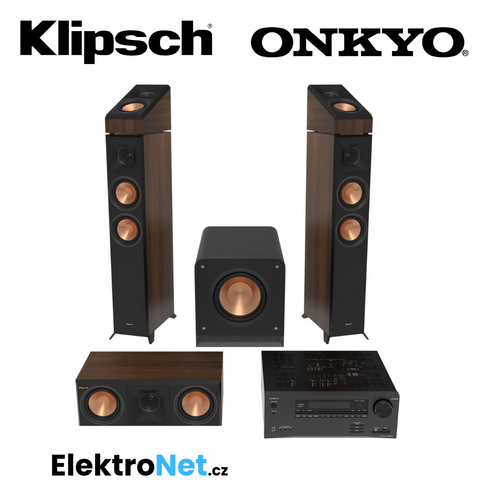 Klipsch Set Walnut RP-5000F II |  RP-1000SW | RP-500C II | RP-500SA II | ONKYO TX-NR6100